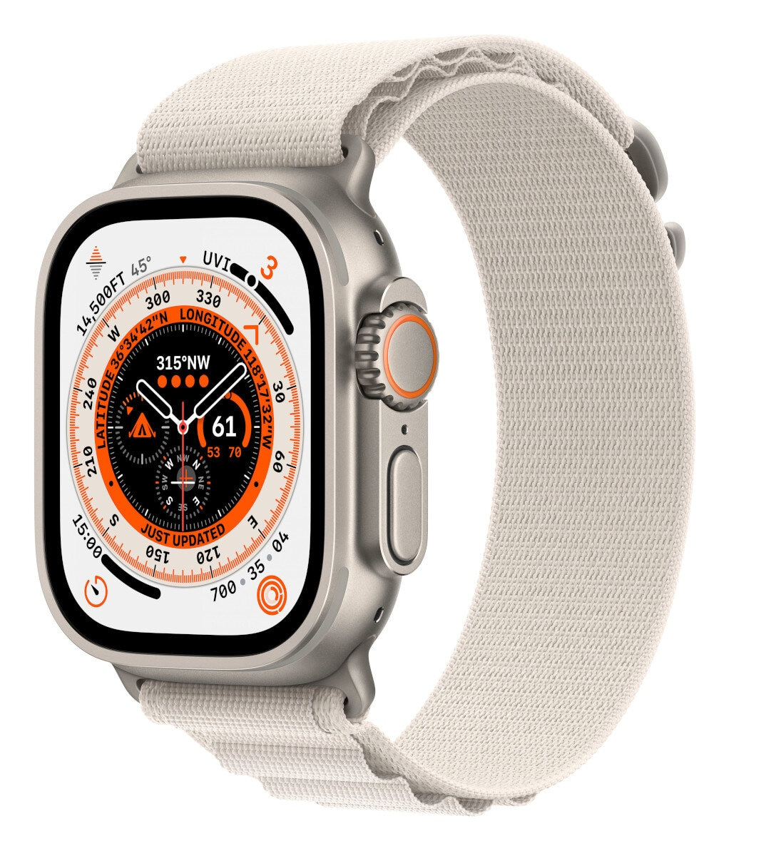 Smartwatch APPLE Watch Ultra GPS + Cellular koperta 49mm z tytanu z opaską Alpine M w kolorze księżycowej poświaty MQFR3WB/A