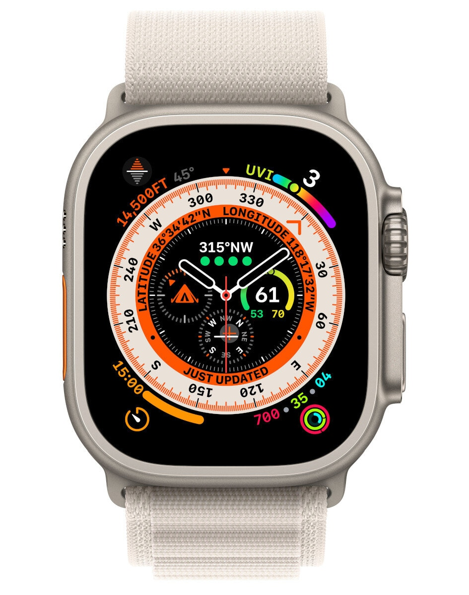 Smartwatch APPLE Watch Ultra GPS + Cellular koperta 49mm z tytanu z opaską Alpine M w kolorze księżycowej poświaty MQFR3WB/A