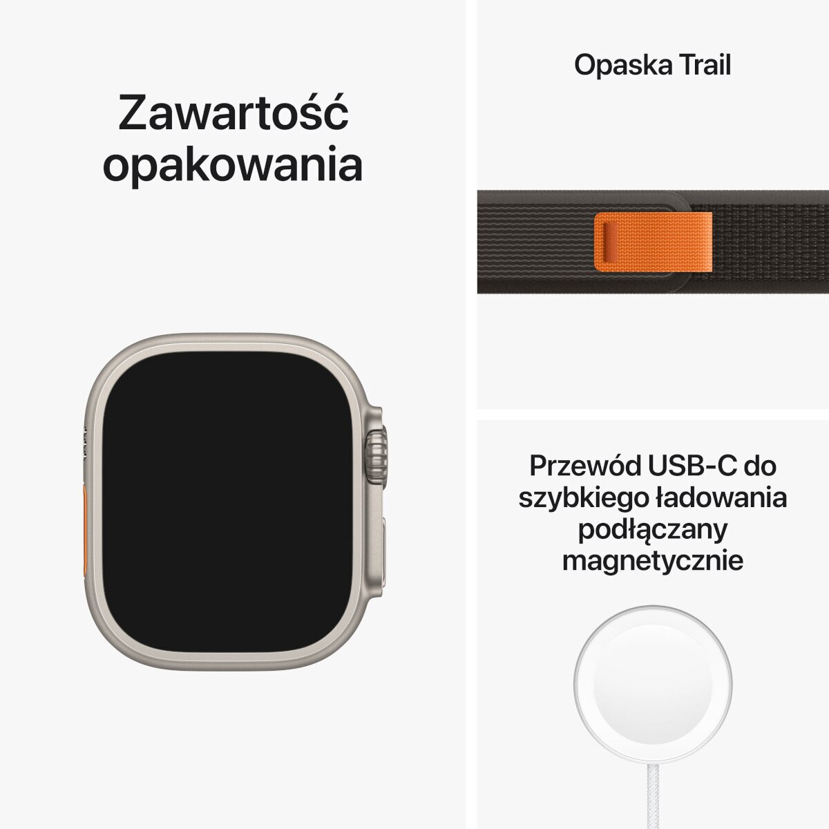 Smartwatch APPLE Watch Ultra GPS + Cellular koperta 49mm z tytanu z opaską Trail S/M w kolorze czarnym-szarym MQFW3WB/A