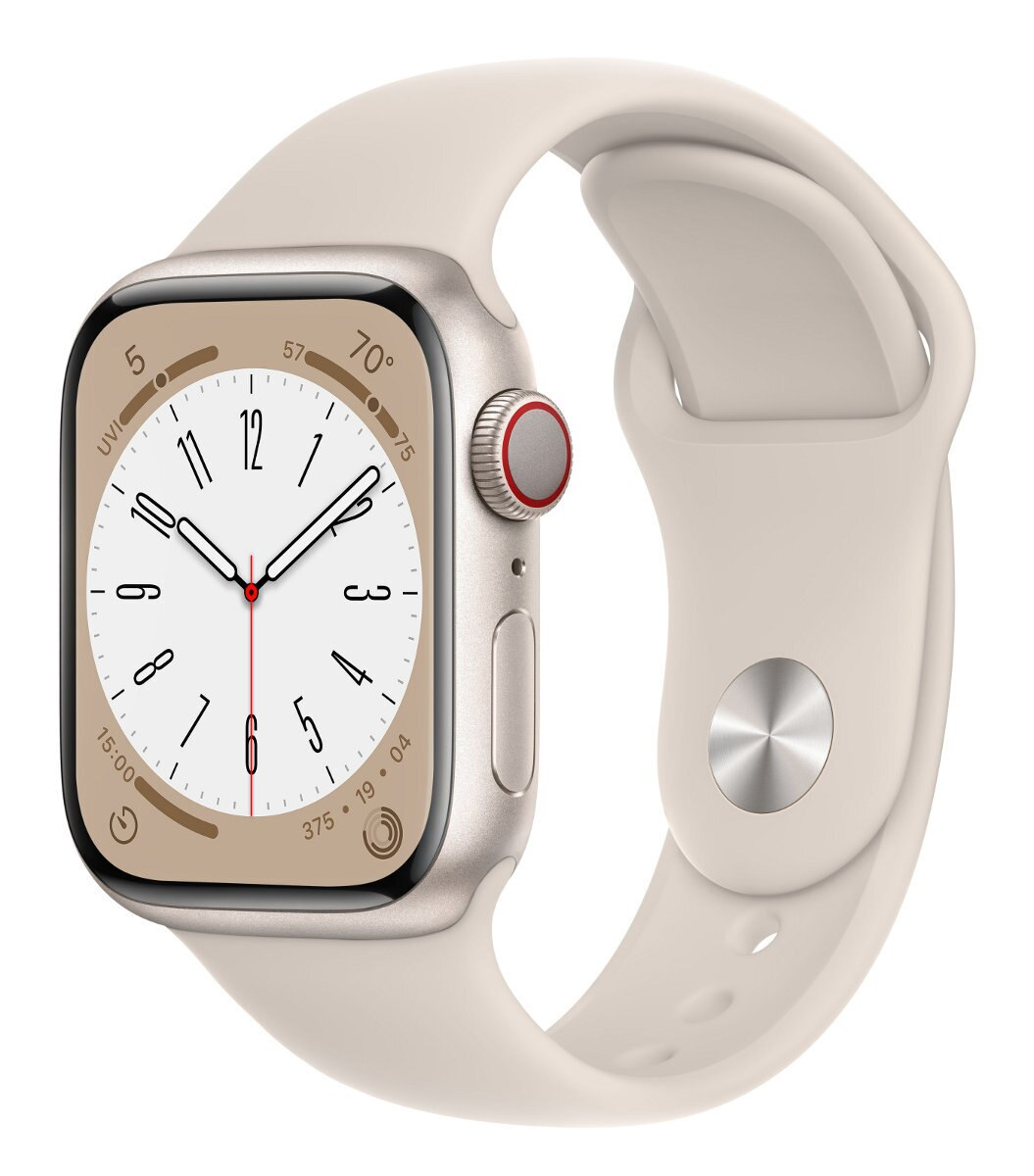 Smartwatch APPLE Watch Series 8 GPS + Cellular koperta 41mm z aluminium w kolorze księżycowej poświaty z paskiem sportowym w kolorze księżycowej pośw