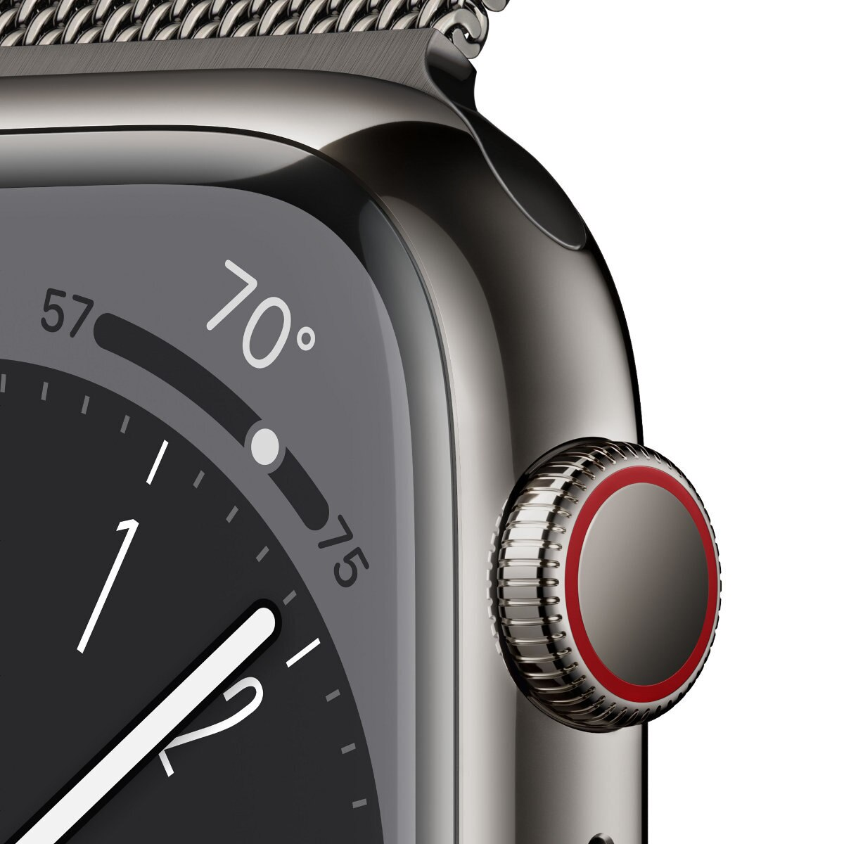 Smartwatch APPLE Watch Series 8 GPS + Cellular koperta 41mm ze stali nierdzewnej w kolorze mocnego grafitu z bransoletą mediolańską w kolorze mo