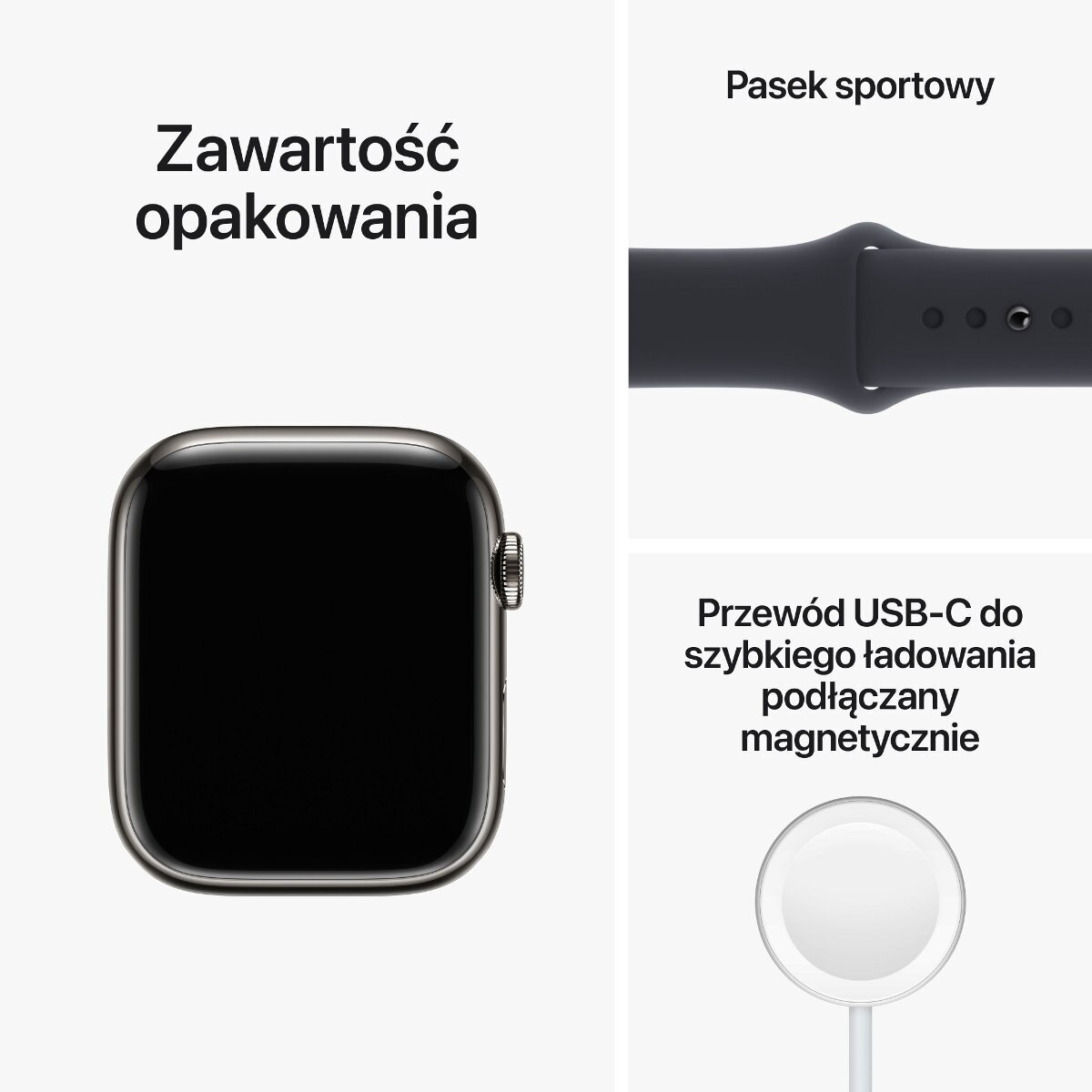 Smartwatch APPLE Watch Series 8 GPS + Cellular koperta 45mm ze stali nierdzewnej w kolorze mocnego grafitu z paskiem sportowym w kolorze północy M