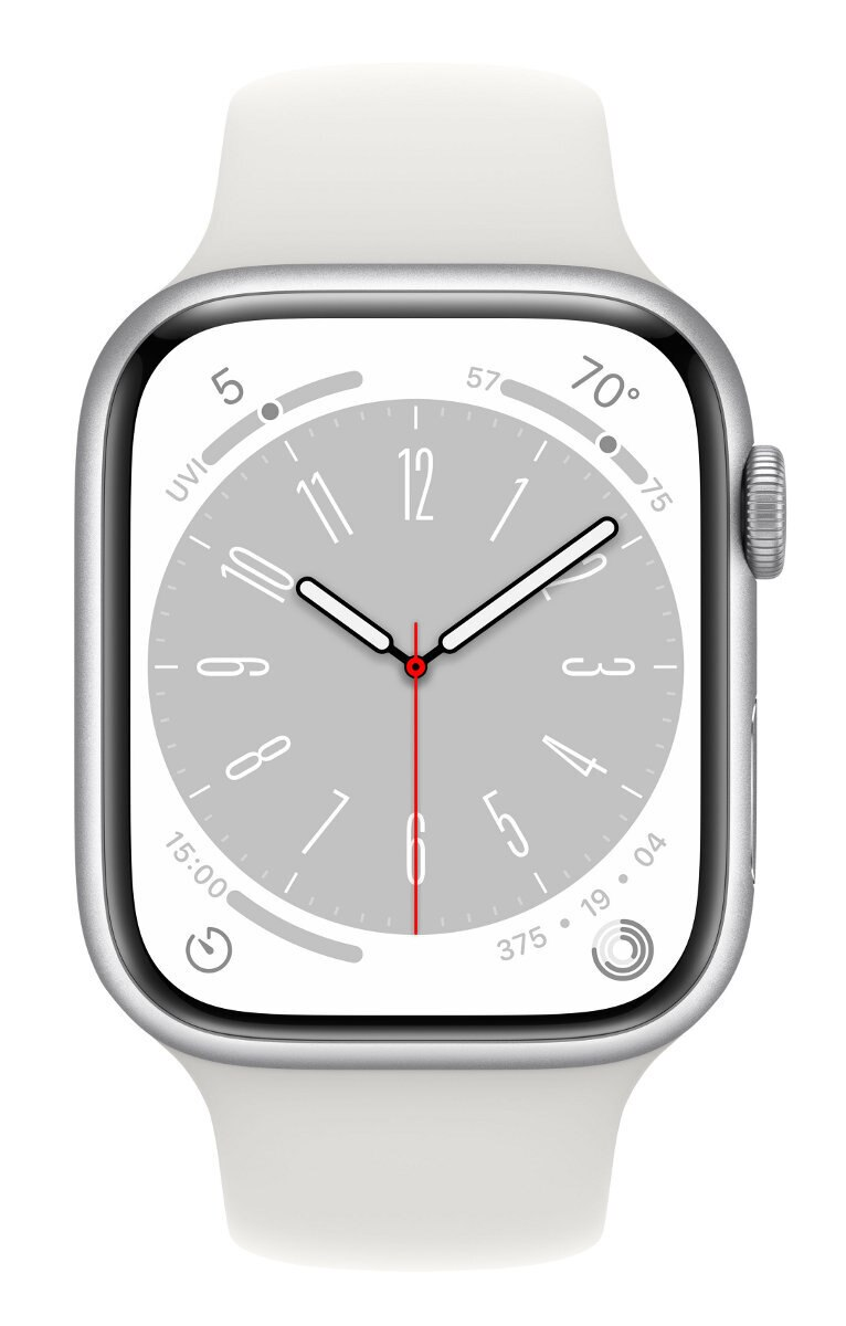 Smartwatch APPLE Watch Series 8 GPS + Cellular koperta 45mm z aluminium w kolorze srebrnym z paskiem sportowym w kolorze białym MP4J3WB/A