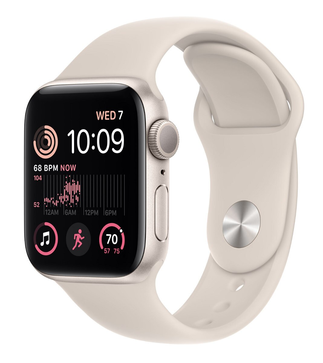 Smartwach APPLE Watch SE (2 generacji) GPS Koperta 40mm z aluminium w kolorze księżycowej poświaty i sportowym paskiem w kolorze księżycowej pośw