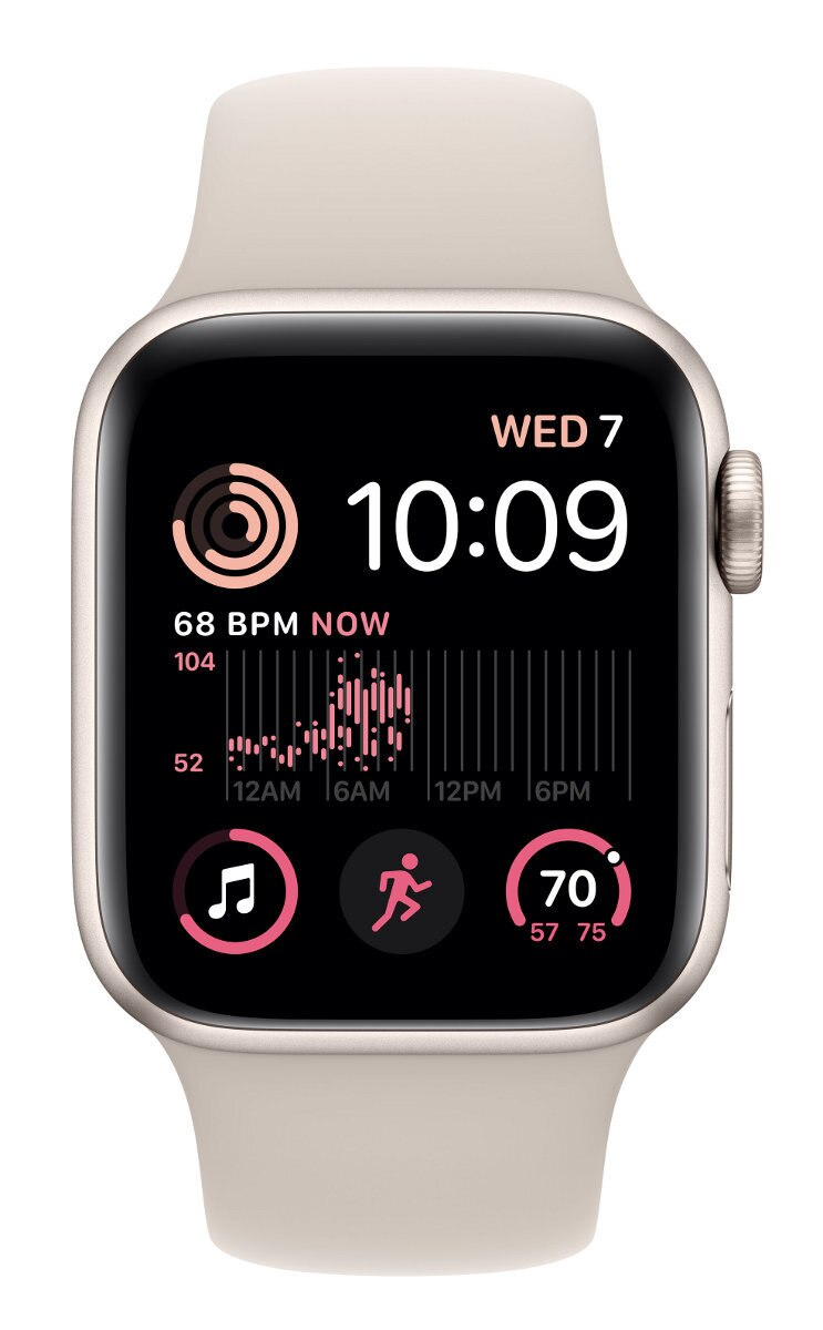 Smartwach APPLE Watch SE (2 generacji) GPS Koperta 40mm z aluminium w kolorze księżycowej poświaty i sportowym paskiem w kolorze księżycowej pośw