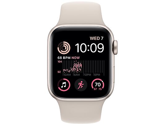 Smartwach APPLE Watch SE (2 generacji) GPS Koperta 40mm z aluminium w kolorze księżycowej poświaty i sportowym paskiem w kolorze księżycowej pośw