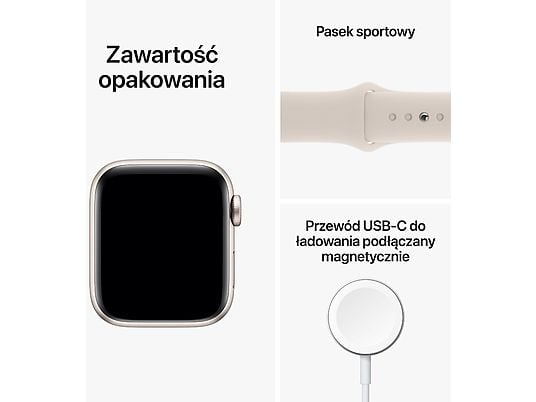 Smartwach APPLE Watch SE (2 generacji) GPS Koperta 40mm z aluminium w kolorze księżycowej poświaty i sportowym paskiem w kolorze księżycowej pośw