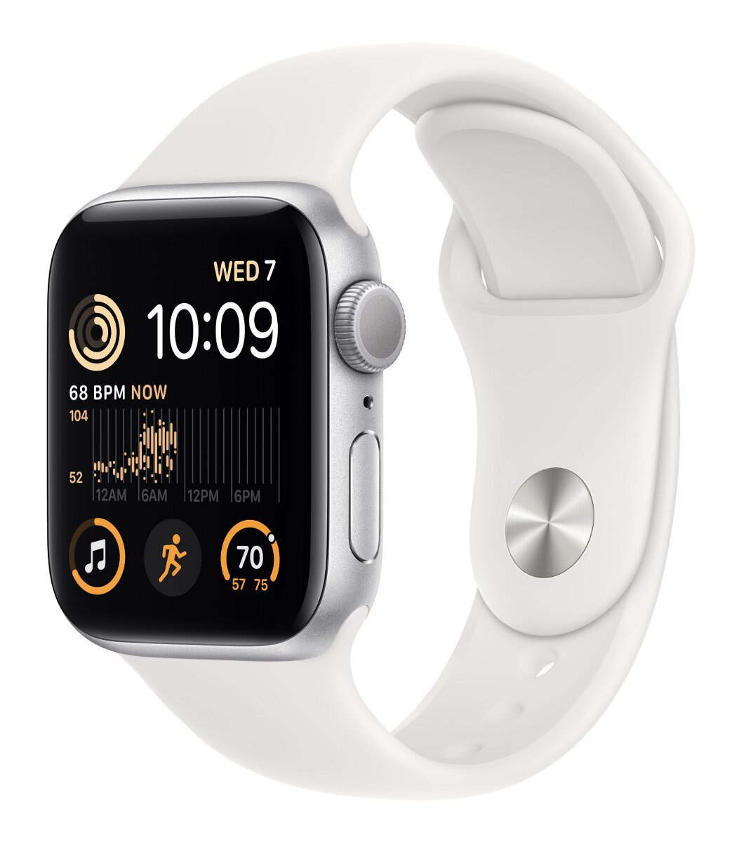 Smartwach APPLE Watch SE (2. generacji) GPS Koperta 40mm z aluminium w kolorze srebrnym i sportowym paskiem w kolorze białym MNJV3WB/A