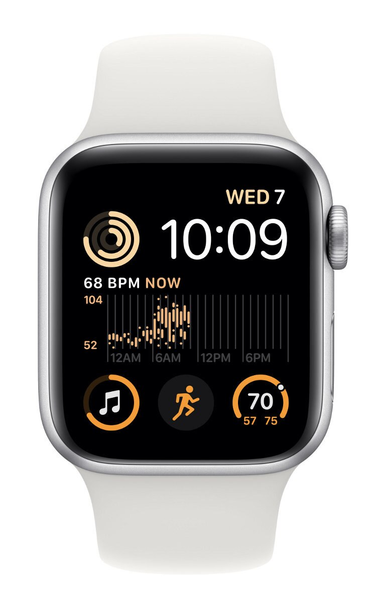 Smartwach APPLE Watch SE (2. generacji) GPS Koperta 40mm z aluminium w kolorze srebrnym i sportowym paskiem w kolorze białym MNJV3WB/A
