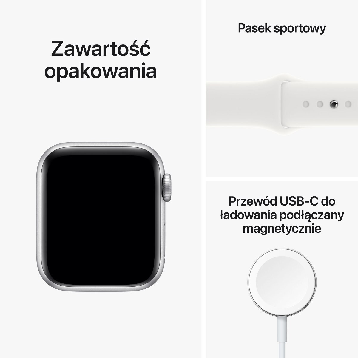 Smartwach APPLE Watch SE (2. generacji) GPS Koperta 40mm z aluminium w kolorze srebrnym i sportowym paskiem w kolorze białym MNJV3WB/A