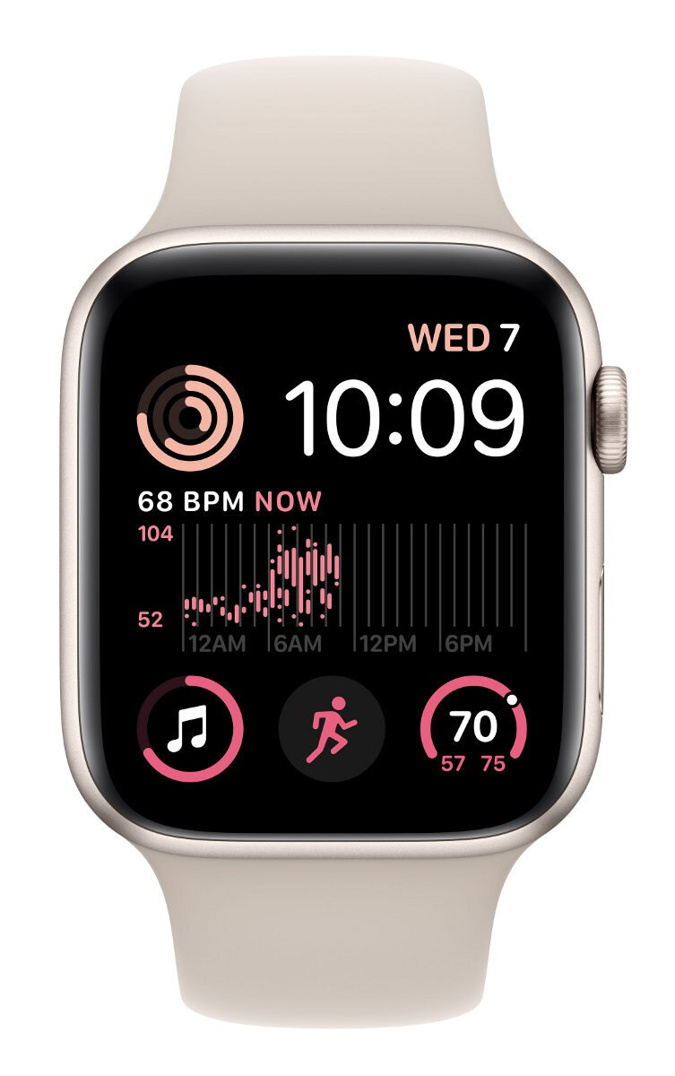 Smartwach APPLE Watch SE (2. generacji) GPS + Cellular Koperta 44mm z aluminium w kolorze księżycowej poświaty i sportowym paskiem w kolorze ks