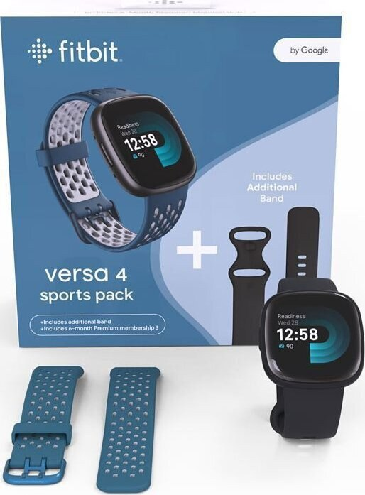 Smartwatch GPS FITBIT Versa 4 Czarno-grafitowy zestaw prezentowy