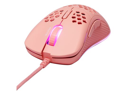 DELTACO Lightweight - Gaming Maus, Kabelgebunden, Optisch mit Laserdioden, 6400 dpi, Pink