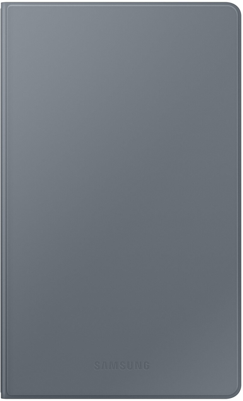 Szare etui na tablet z wytłoczonym logo Samsung na dole.