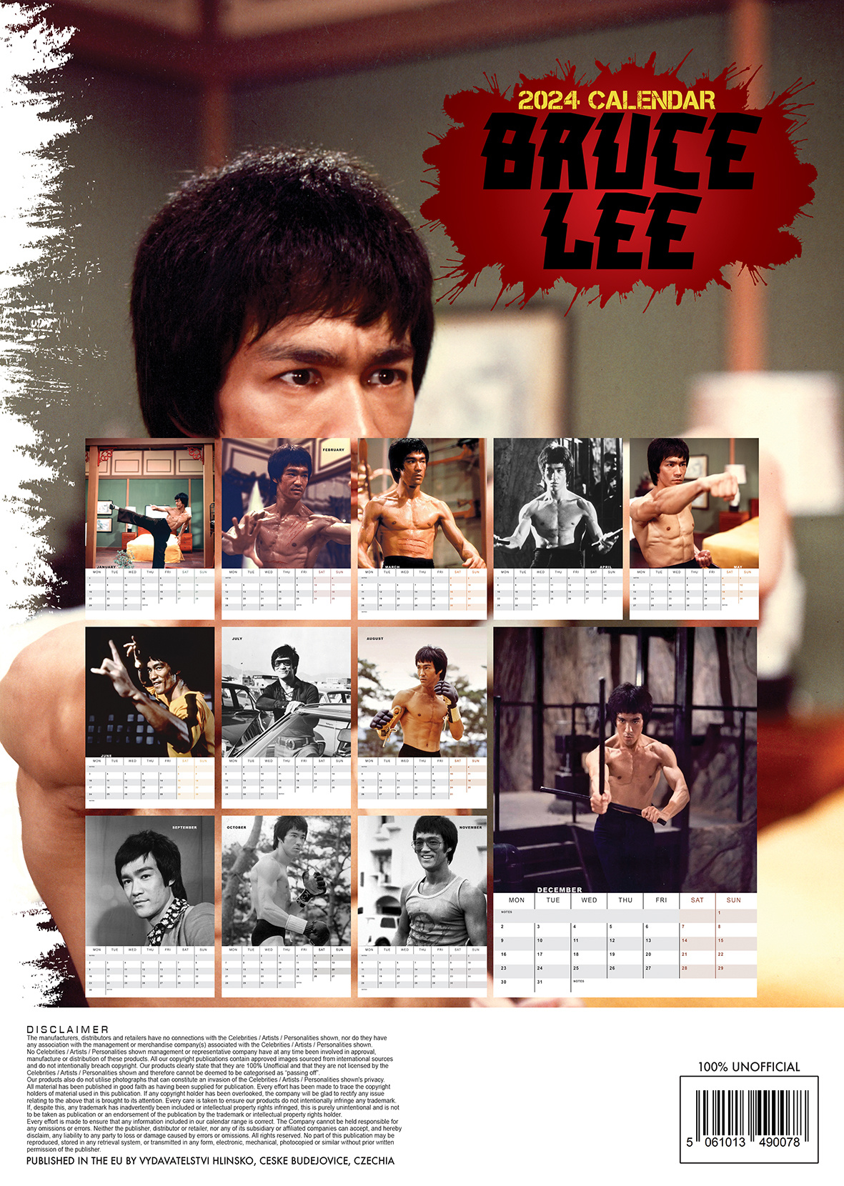 Bruce Lee 2024 Unofficial Calendar - A3-as naptár