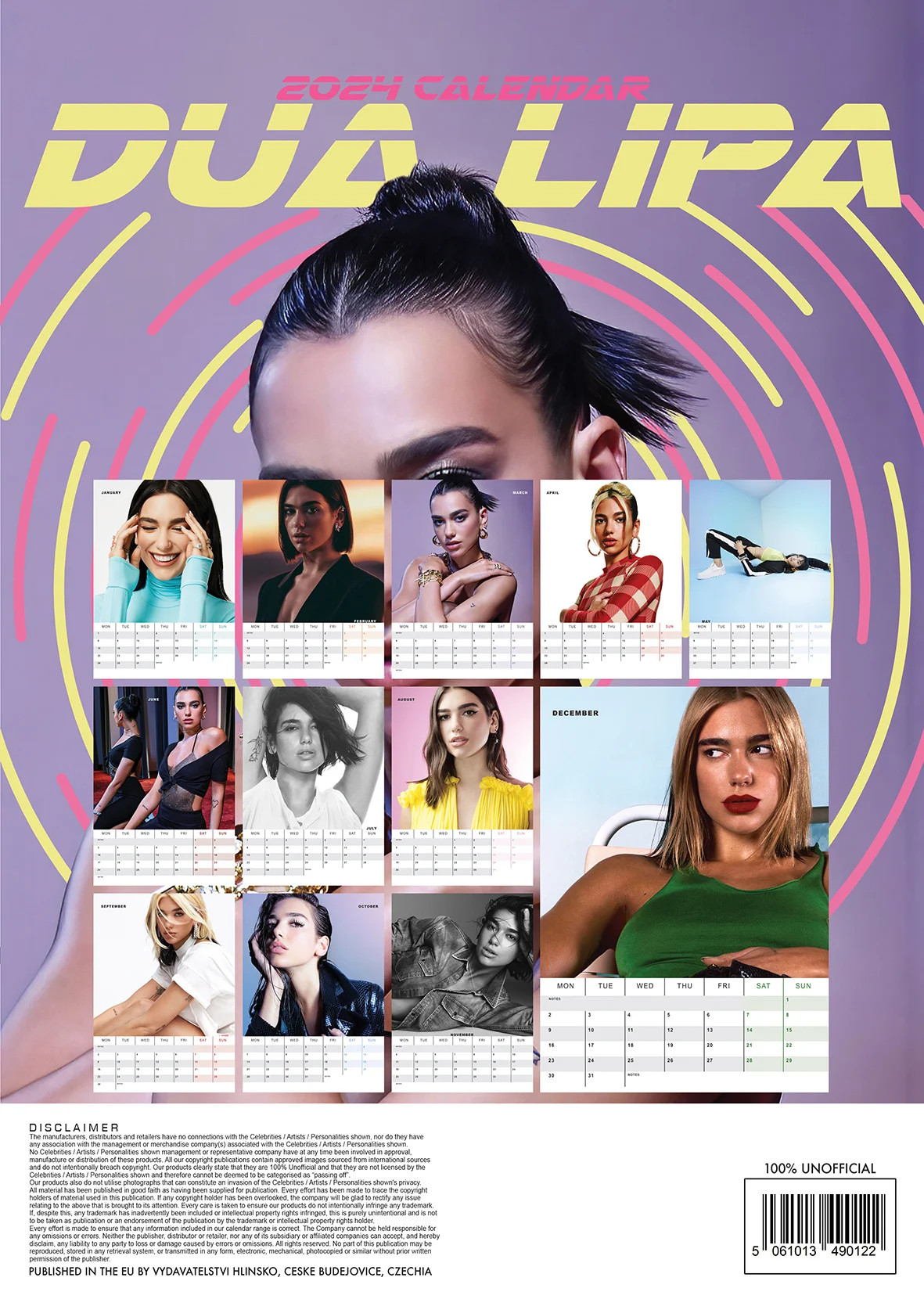 Dua Lipa 2024 Unofficial Calendar - A3-as naptár