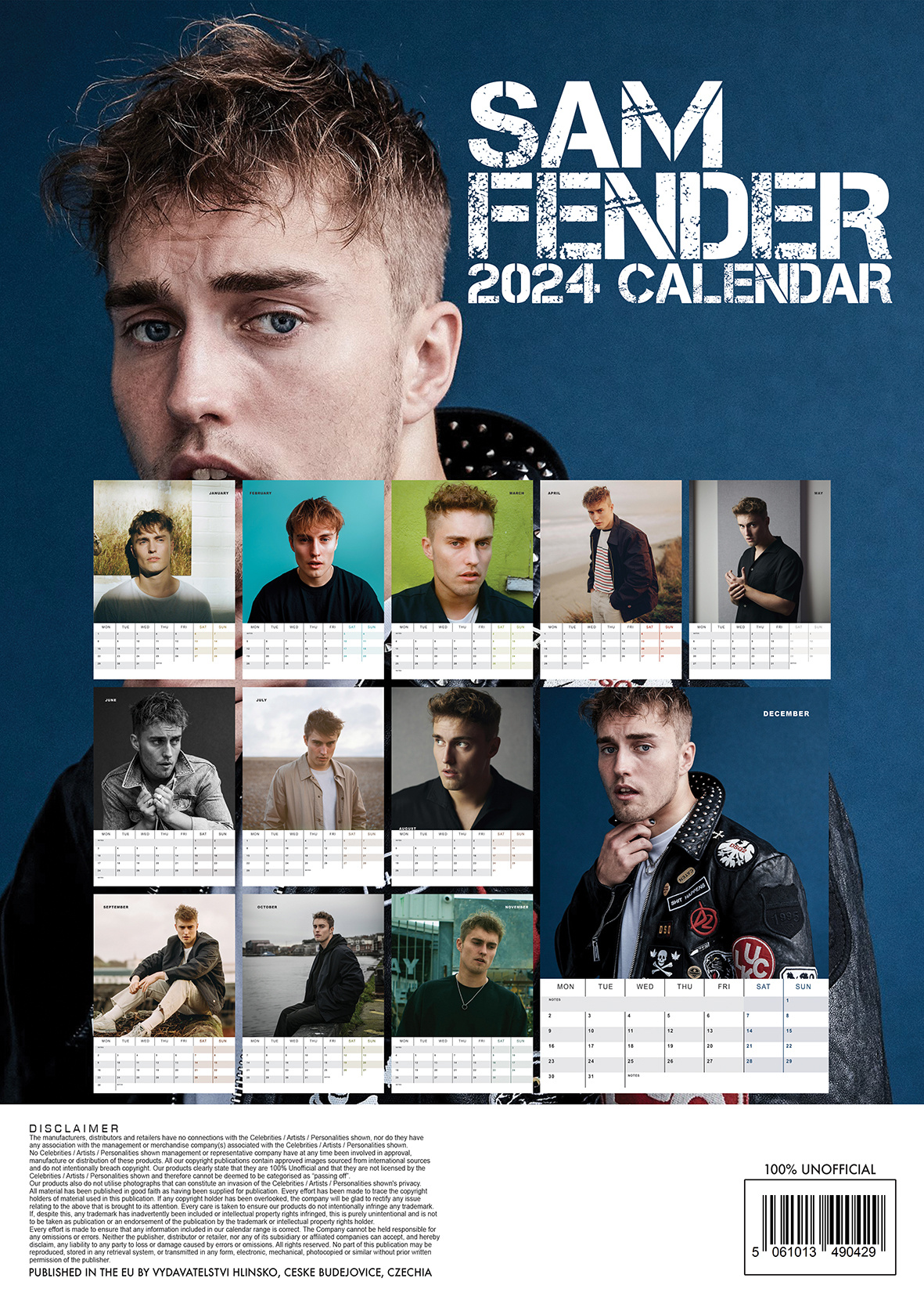 Sam Fender 2024 Unofficial Calendar - A3-as naptár