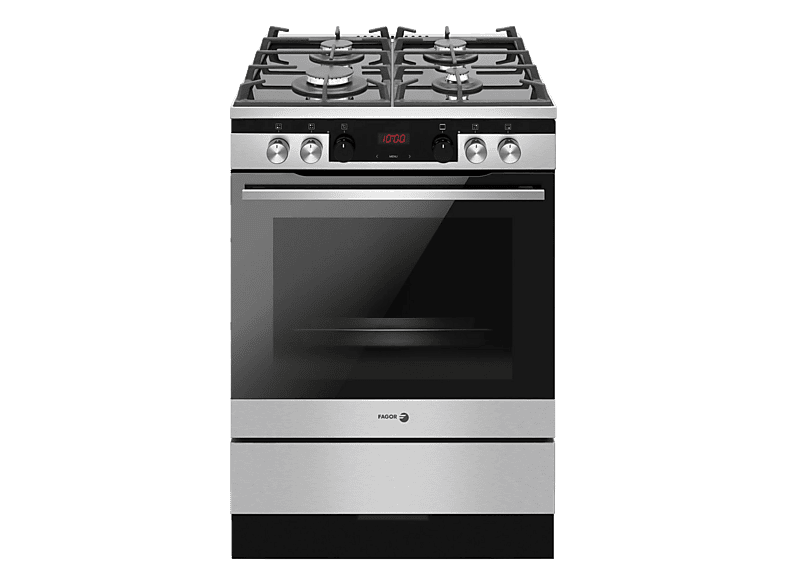 Cocina a gas - Fagor 3CLG-610BX, Gas Natural, 4 quemadores, Horno Eléctrico, 77 l, 60 cm, Inox