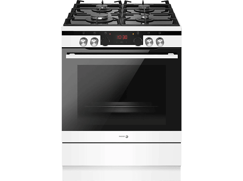 Fagor 3CLG-610BB, Gas, 4 quemadores, Horno eléctrico, 77 l, Limpieza por vapor, 60 cm, Blanco