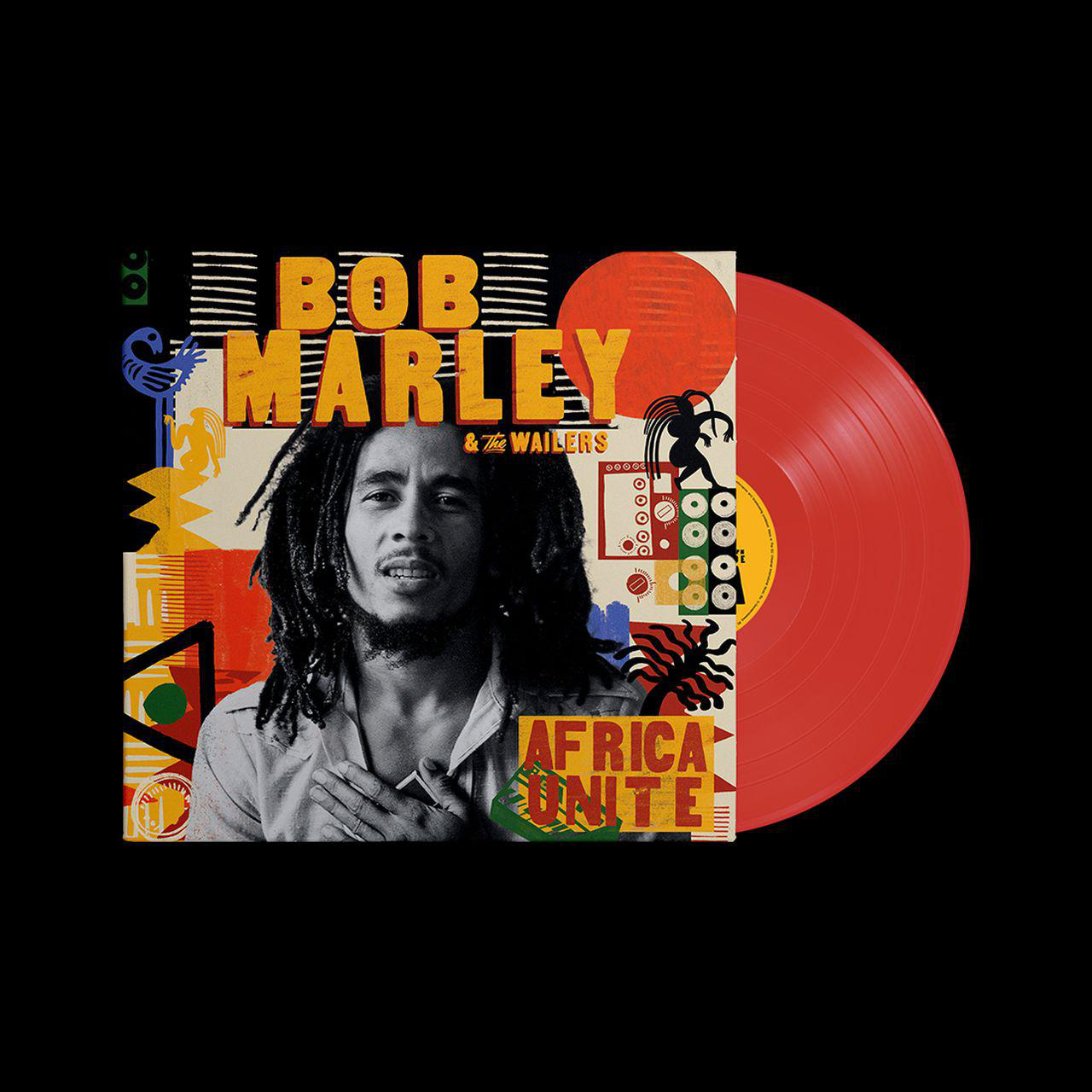 Bob Marley Albumcover mit einer roten Schallplatte.