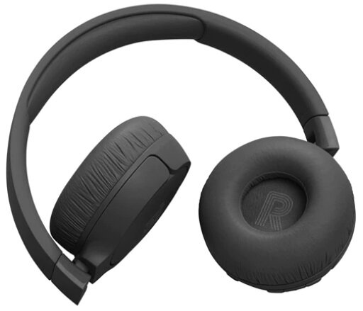 Czarne składane słuchawki na białym tle.