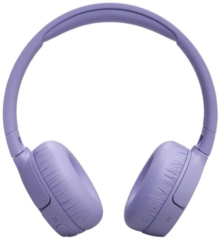Słuchawki nauszne w kolorze lawendy. Słuchawki są widoczne z góry.