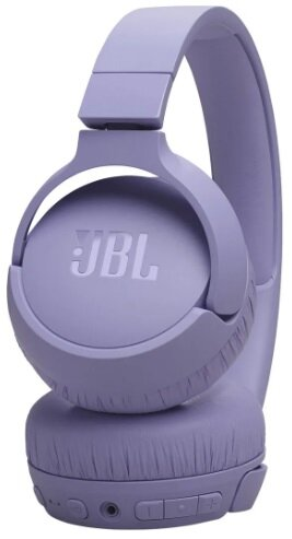 Para fioletowych słuchawek JBL o prostym designie, na białym tle.