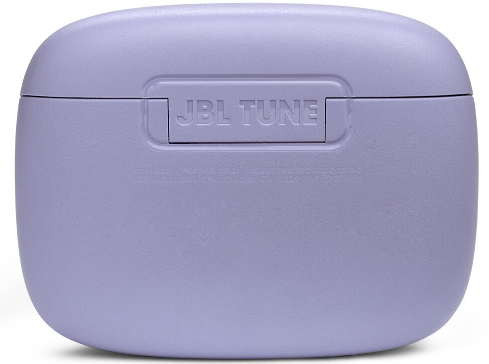 Fioletowe etui na słuchawki JBL Tune. Etui jest zamknięte.