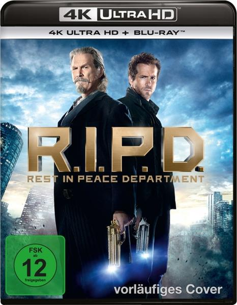 R.I.P.D. Blu-ray-Cover. Jeff Bridges und Ryan Reynolds stehen Rücken an Rücken.