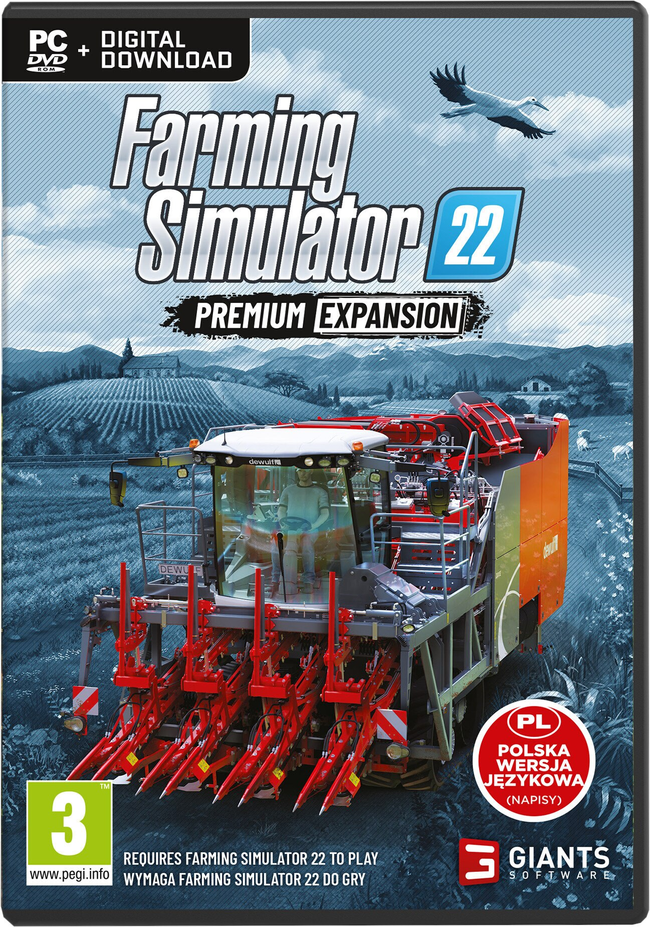 Pudełko gry Farming Simulator 22: kombajn.