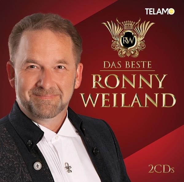 Ronny Weiland auf dem Cover seiner CD, mit rotem Hintergrund und goldenem Logo.