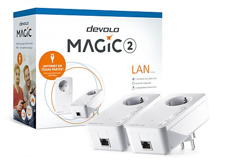 Adaptador PLC - Devolo Magic 2 LAN, PLC, 2400 Mbps, para red Domestica, 2 Unidades