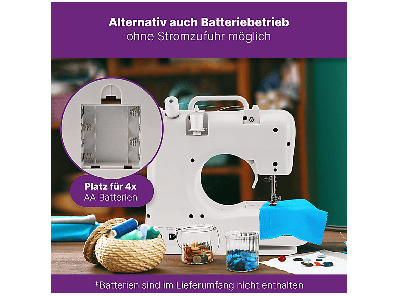 Bomann NM 6063 CB Nähmaschine, 12-Stiche, Weiß Nähmaschine (7,2 Watt, Weiß) — Foto 2 von 5