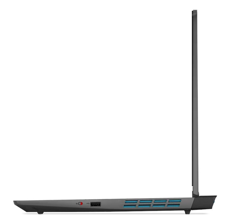 Widok z boku czarnego i szarego laptopa.