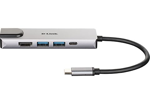 Adaptador USB - D-Link DUB-M520, 5 en 1 con HDMI/Ethernet/USB 3.0 y suministro eléctrico, 5 Gbps, Plata