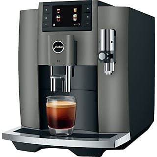 JURA E8 (EC) Kaffeevollautomat (Dark Inox, Professional Aroma Grinder, 15 bar, externer Milchbehälter)