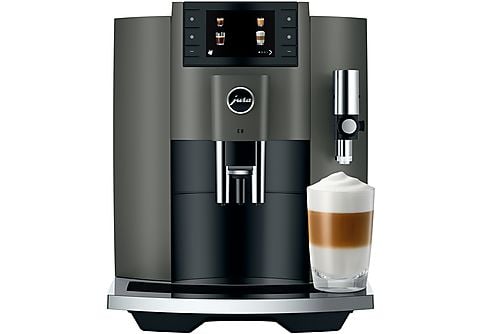JURA E8 (EC) Kaffeevollautomat (Dark Inox, Professional Aroma Grinder, 15 bar, externer Milchbehälter)