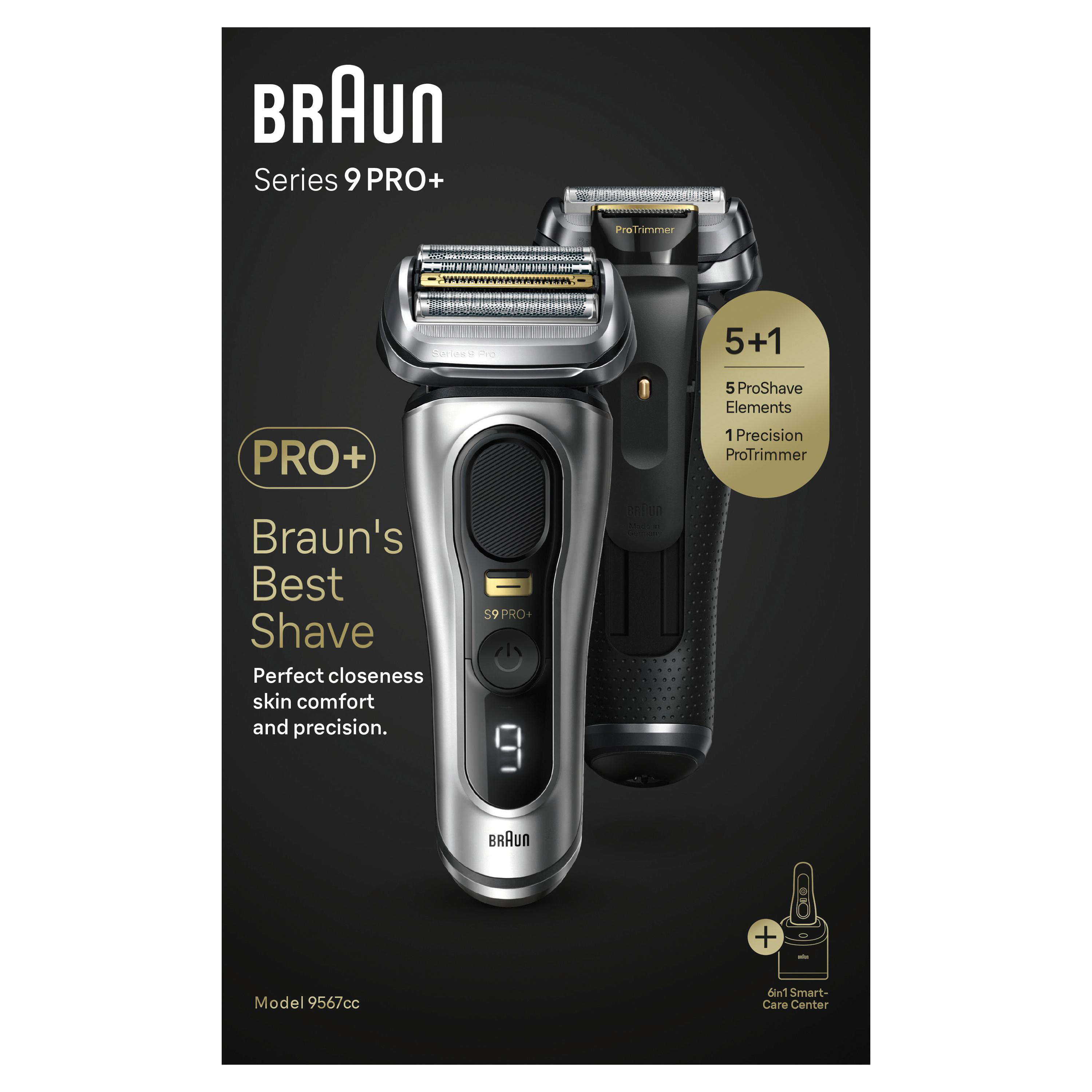 BRAUN Series 9 - 9567cc Elektrischer Herrenrasierer (Akkubetrieb, Galvano Silver, Wet & Dry)