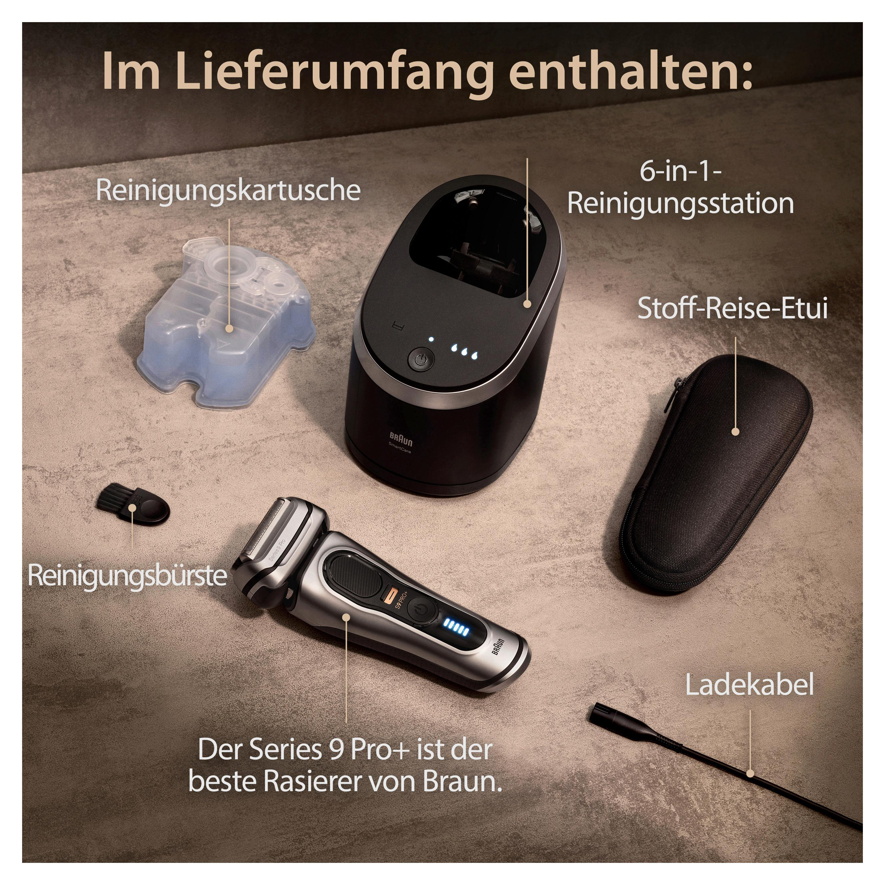 BRAUN Series 9 - 9567cc Elektrischer Herrenrasierer (Akkubetrieb, Galvano Silver, Wet & Dry)