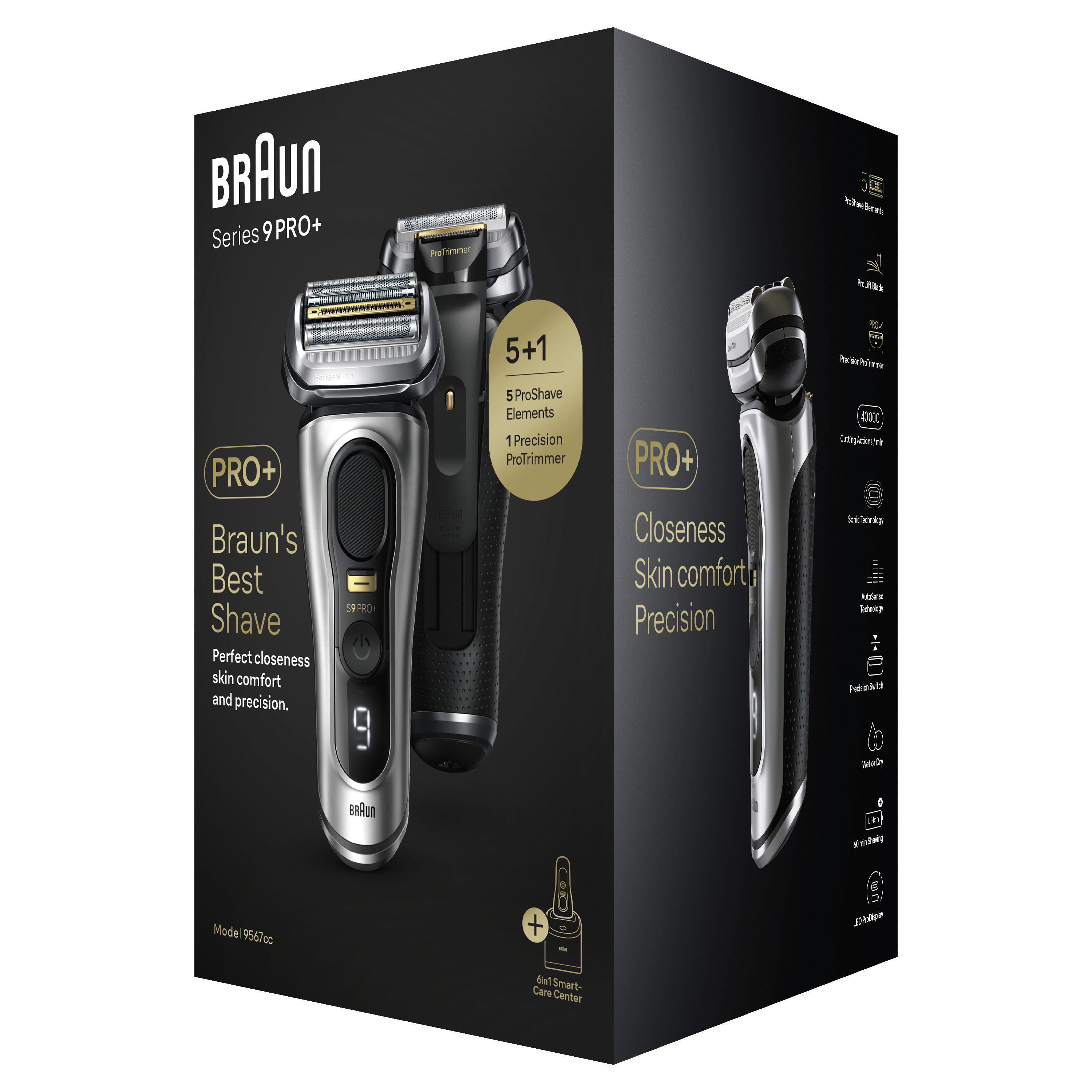BRAUN Series 9 - 9567cc Elektrischer Herrenrasierer (Akkubetrieb, Galvano Silver, Wet & Dry)
