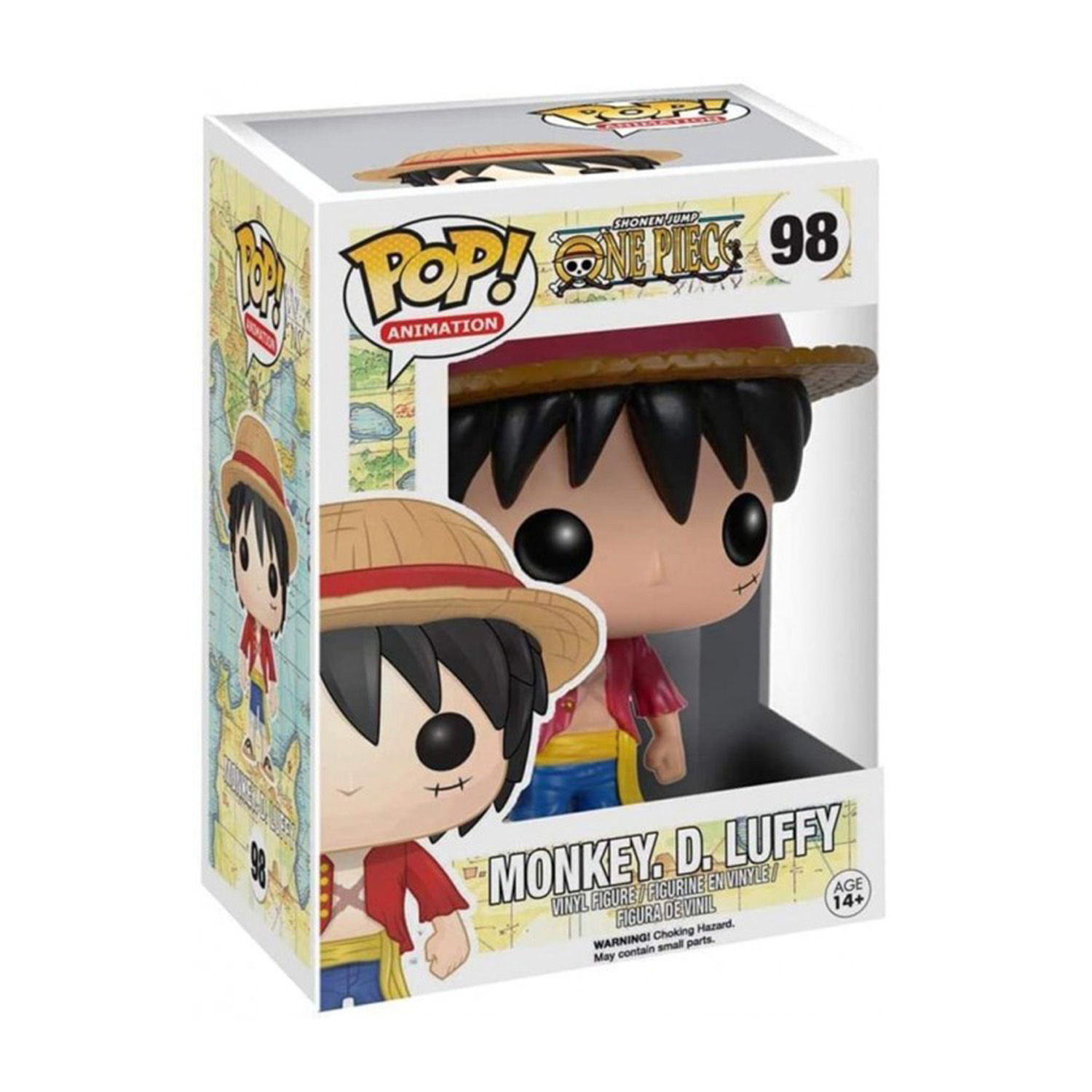 Figura di Monkey D. Luffy dentro una scatola. È una figura Funko Pop!