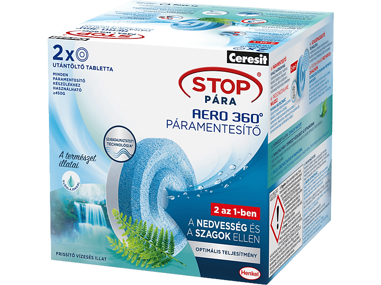 CERESIT H2629464 Stop Pára utántöltő tabletta, frissítő vízesés, 2x450g