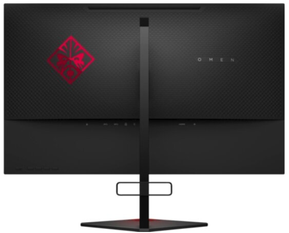 Tył czarnego monitora komputera z logo iiYama i stojakiem.