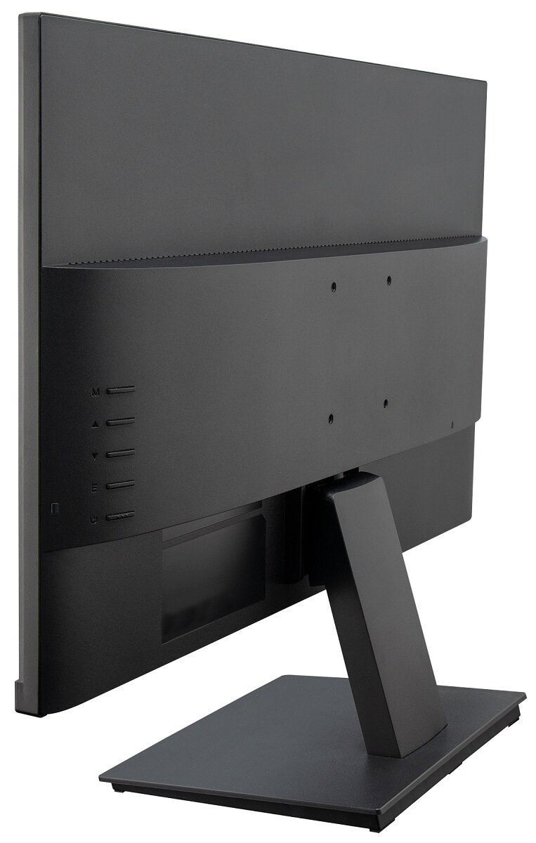 Widok z tyłu czarnego monitora komputera ze stojakiem.