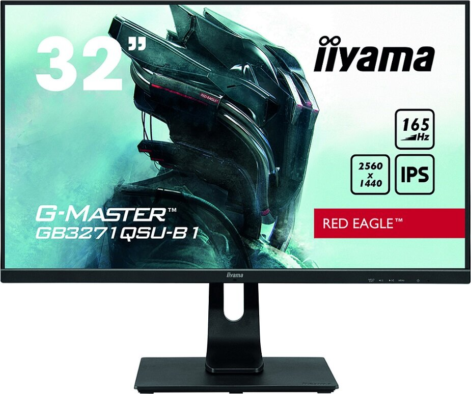 Monitor komputerowy Iiyama. Ma czarną podstawę i duży ekran.