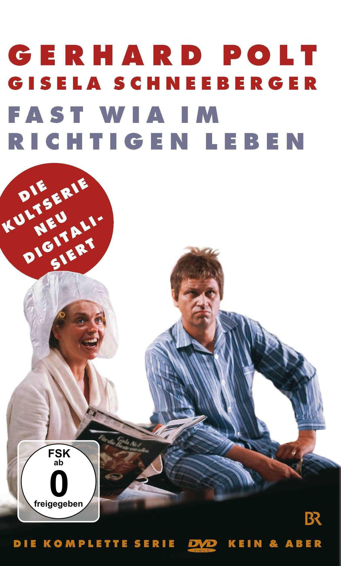 DVD-Cover mit Gerhard Polt und Gisela Schneeberger. Text auf Deutsch. Zwei Personen sind in einem Raum.