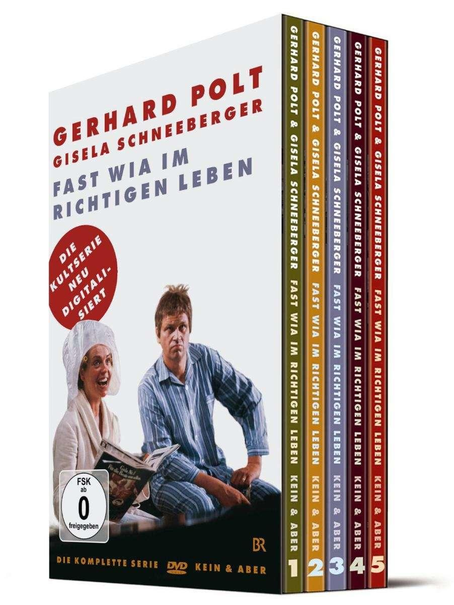 Buch-Set von DVDs, Gerhard Polt und Gisela Schneeberger, mit dem Titel 'Fast wia im richtigen Leben'.