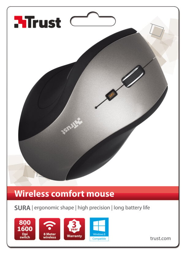 Mysz TRUST Sura Wireless Mouse Szaro-czarny