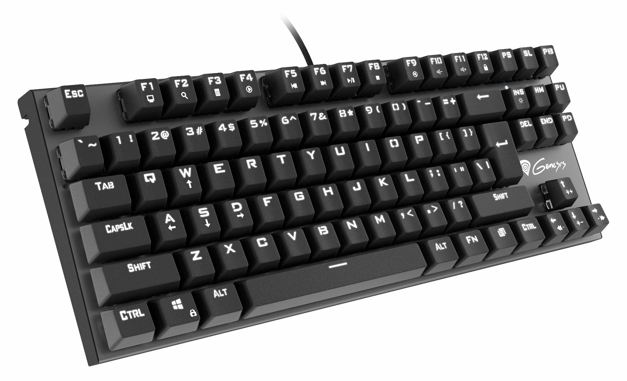 Klawiatura USB GENESIS Thor 300 TKL Czerwone przełączniki/Białe podświetlenie