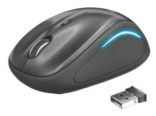 Czarna mysz komputerowa z przewodem.